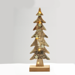 ACA LIGHTING CHRISTMAS XTREBWW403A “WOODEN XMAS TREE LIGHT” BROWN TREE- BIG 5 LED LIGHTS WITH BATTERY (2xAAA) WARM WHITE IP20 13x7x40cm