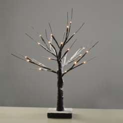 ACA LIGHTING CHRISTMAS XTREBWW452A “SNOW TREE” BLACK TREE 24 LED LIGHTS WITH BATTERY (3xAA) WARM WHITE IP20 45cm