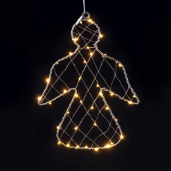 ACA LIGHTING CHRISTMAS XWANGEL29A "1D Copper Wire Metal Motifs" , ANGEL, 40 ΜINI LED LIGHTS WITH COPPER WIRE & ADAPTOR (3V DC), WARM WHITE, IP44,21.5x28.5cm, 3m TRANSPARENT LEAD CABLE