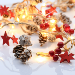 ACA LIGHTING CHRISTMAS XX20WW2A “CHRISTMAS GARLAND STRING LIGHTS” RED STAR 20 LED STRING LIGHTS WITH BATTERIES (2xΑΑ) WARM WHITE IP20 180+30cm TRANSPARENT CABLE
