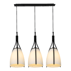 Пендел LUXERA 61302 ZORZO 3xE27/60W, MATT BLACK/OPAL WHITE