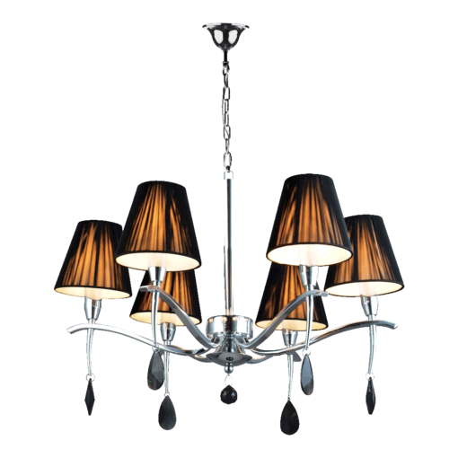 Полилей LUXERA 64325 OXFORD 6xE14/40W, CHROME/BLACK