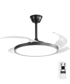 Таванен вентилатор с LED осветление. FANLUX-D4 30W 3xCCT (3000K/4500K/6500K) 2250Lm 106CM Черен Дистанционно управление 2027770 VITO