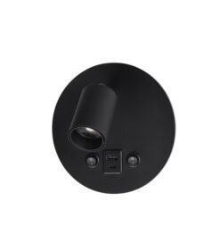 СТЕНЕН АПЛИК ЗА ЧЕТЕНЕ FIUMICINO-C 10W 3000K 700Lm ЧЕРЕН φ145*H88 TYPE-C+USB 2103240 VITO