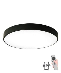 LED CEILING КРЪГЪЛ LIGHTING FIXTURE FINESSE R1-60 φ600*H50 60W ДИМИРУЕМ+MOBILE ЧЕРЕН 2026130 VITO