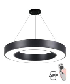 LED PENDANT КРЪГЪЛ LIGHTING FIXTURE FINESSE D-60 φ600*H70 60W ДИМИРУЕМ+MOBILE ЧЕРЕН 2026310 VITO