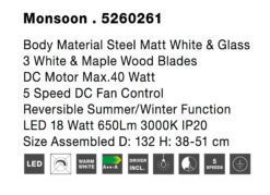 Вентилатор Nova Luce MONSOON 5260261 бял детайл 6