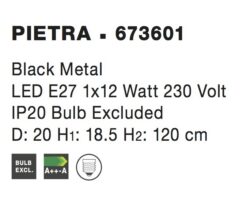 Пендел Nova Luce PIETRA 673601 черен детайл 3