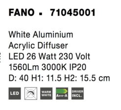 Плафониера Nova Luce FANO 71045001 бял детайл 3