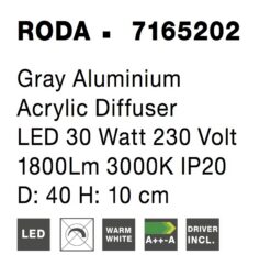 Полилей Nova Luce RODA 7165202 сив детайл 2