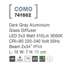 Фасаден аплик Nova Luce COMO 741662 антрацитен детайл 5
