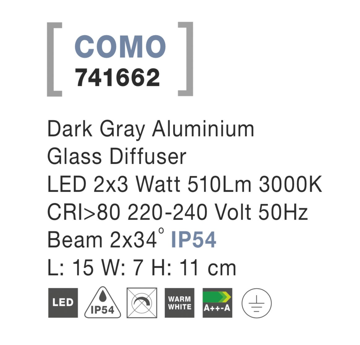 Фасаден аплик Nova Luce COMO 741662 антрацитен детайл 5
