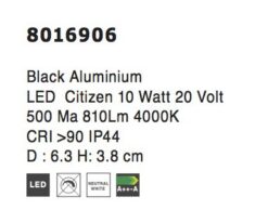 Луна за вграждане Nova Luce OBLIVION 8016906 черен детайл 2