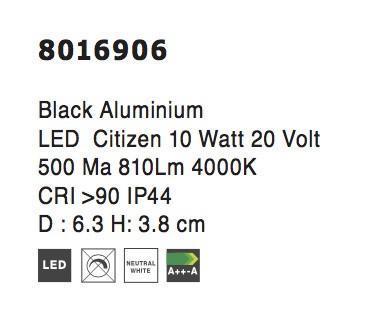 Луна за вграждане Nova Luce OBLIVION 8016906 черен детайл 2