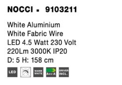 Пендел Nova Luce NOCCI 9103211 бял детайл 4