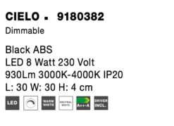 Плафониера Nova Luce CIELO 9180382 черен детайл 7