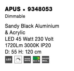 Полилей Nova Luce APUS 9348053 черен детайл 5