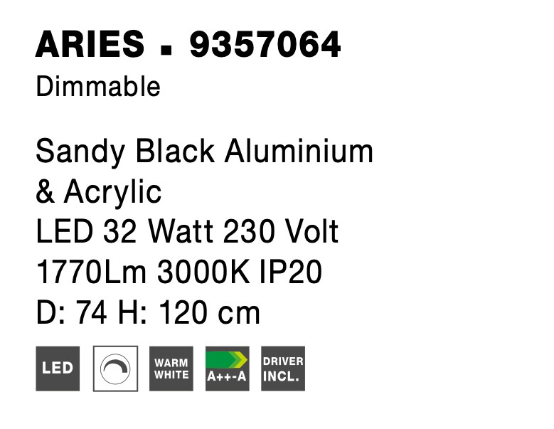Полилей Nova Luce ARIES 9357064 черен детайл 5