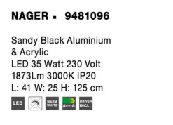 Лампион Nova Luce NAGER 9481096 черен детайл 6