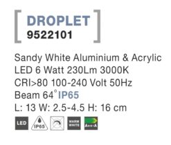 Фасаден аплик Nova Luce DROPLET 9522101 бял детайл 2