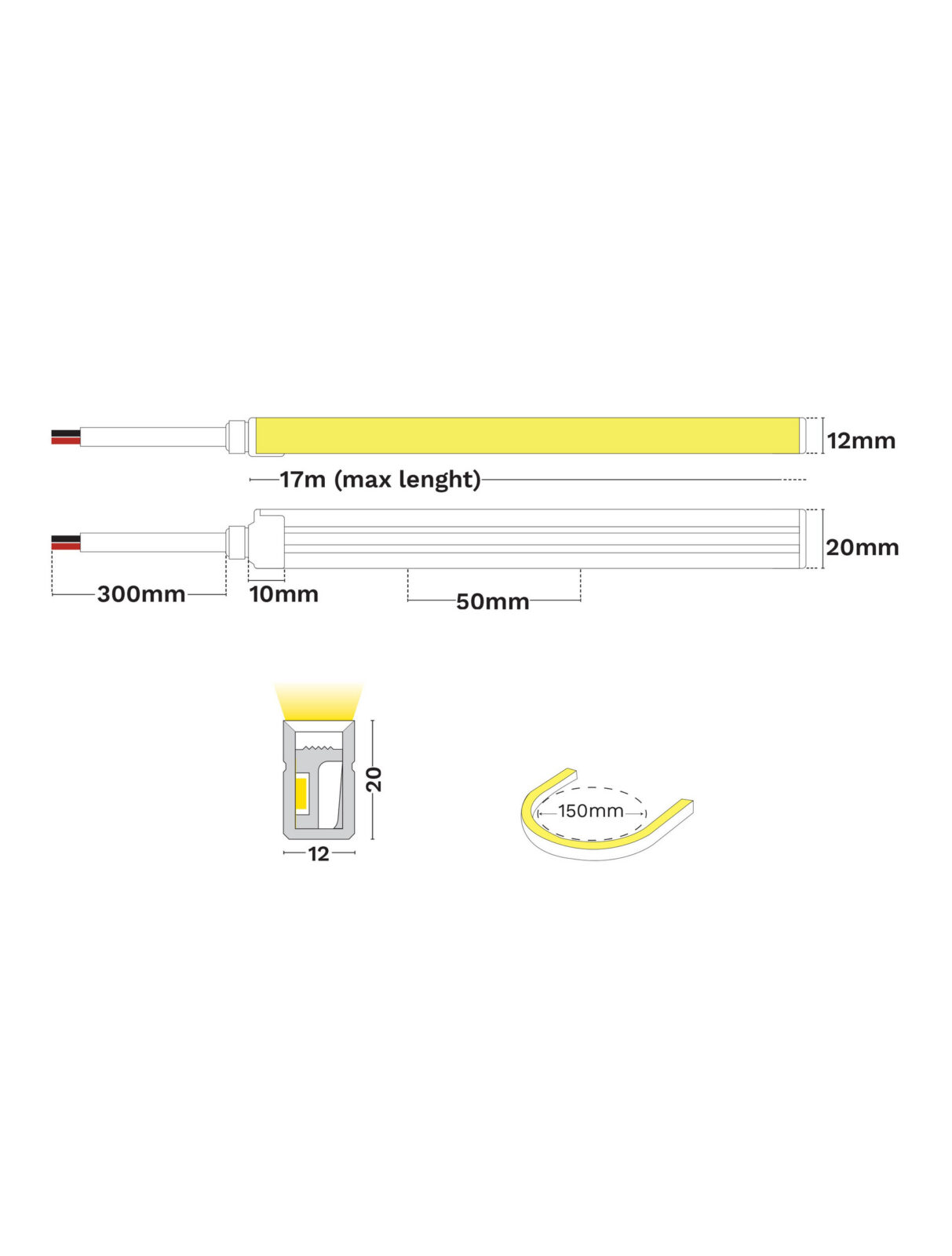 Неонова лента Nova Luce GOMU 12X20 IP67 HORIZONTAL BENDING 9530017 на фасада
