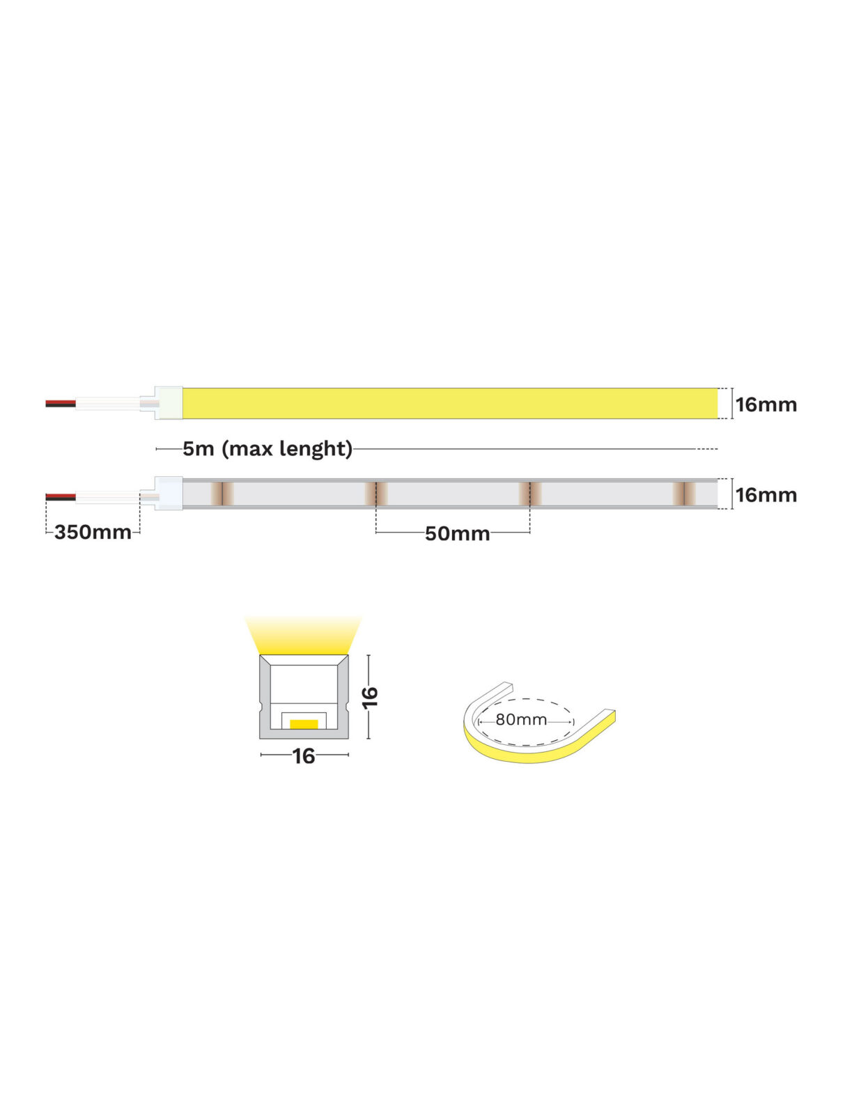 Неонова лента Nova Luce KEMA 16X16 IP67 VERTICAL BENDING 9540144 на фасада