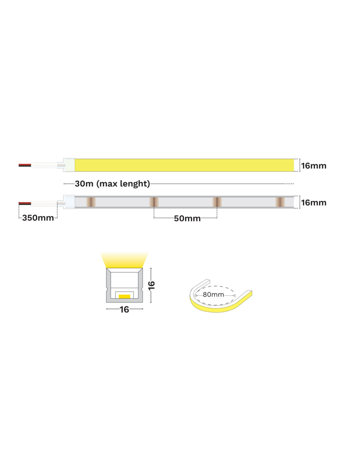 Неонова лента Nova Luce KEMA 16X16 IP67 VERTICAL BENDING 9540154 на фасада