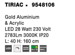 Лампион Nova Luce TIRIAC 9548106 златист детайл 4