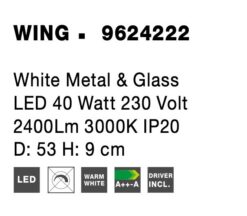 Плафониера Nova Luce WING 9624222 бял детайл 6
