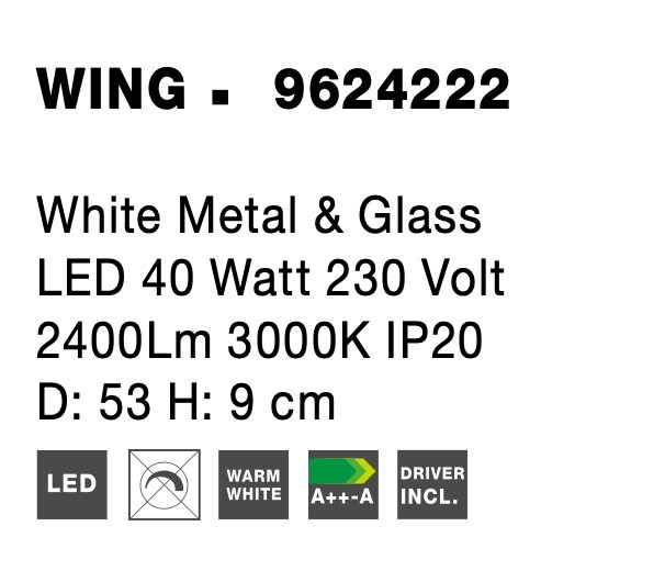 Плафониера Nova Luce WING 9624222 бял детайл 6