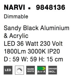 Плафониера Nova Luce NARVI 9848136 черен детайл 6