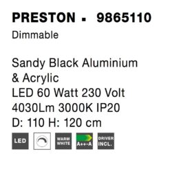 Полилей Nova Luce PRESTON 9865110 черен детайл 6
